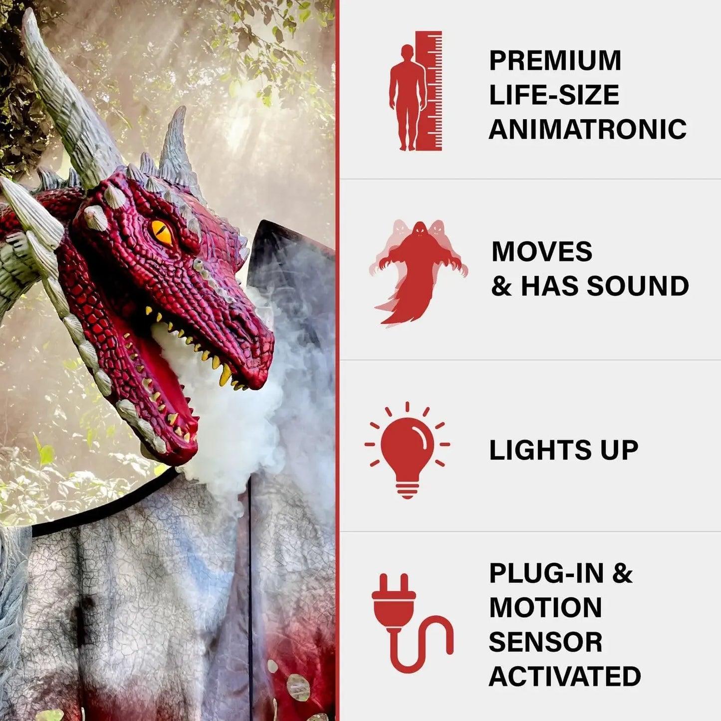 6 Ft Tall Brimstone Dragon Motion Activated Halloween Animatronic Indoor Outdoor Decoration