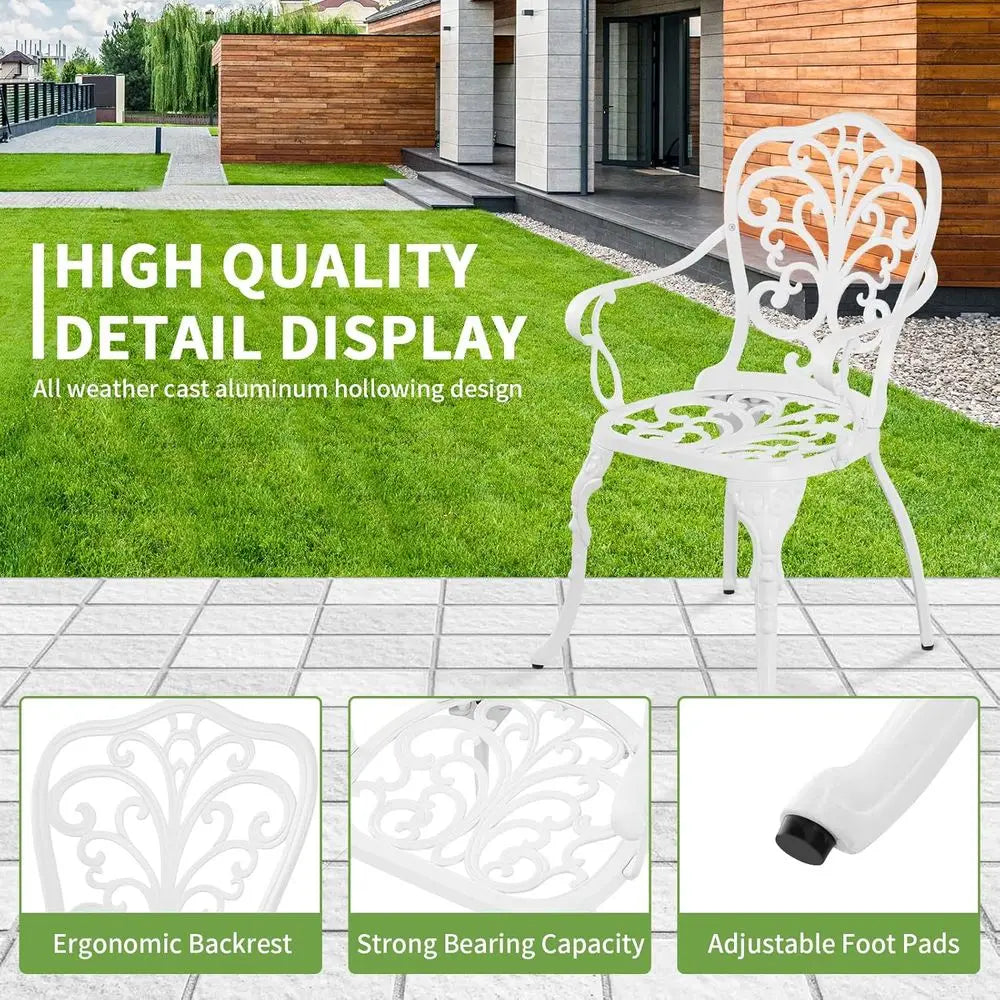 RBXC Patio Bistro Set 3 Piece Wood Outdoor Table and Chairs with Umbrella Hole