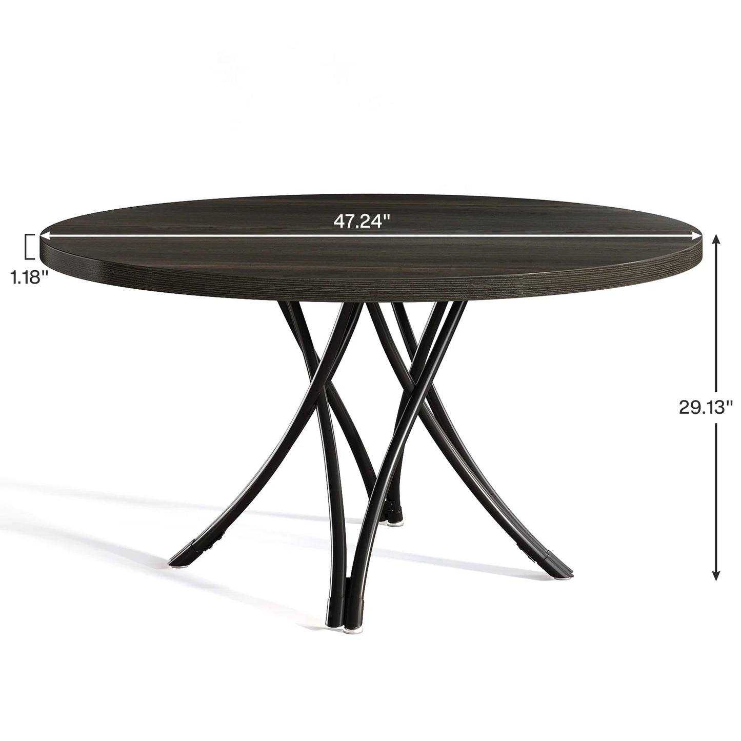 Tribesigns Round Dining Table 47 Inch Farmhouse Kitchen For 4 To 6 Gray Frame