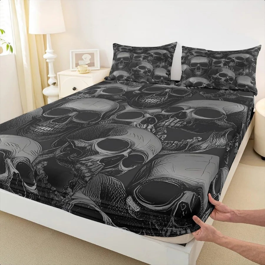 Sugar Skull Bed Sheets Set Gothic Skeleton Bedding Teens