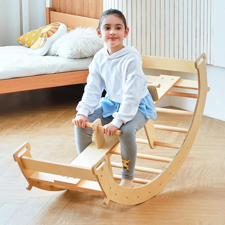Bailis Ultimate 3in1 Playset Seesaw Climbing Arch Rocker Waldorf Montessori Toy