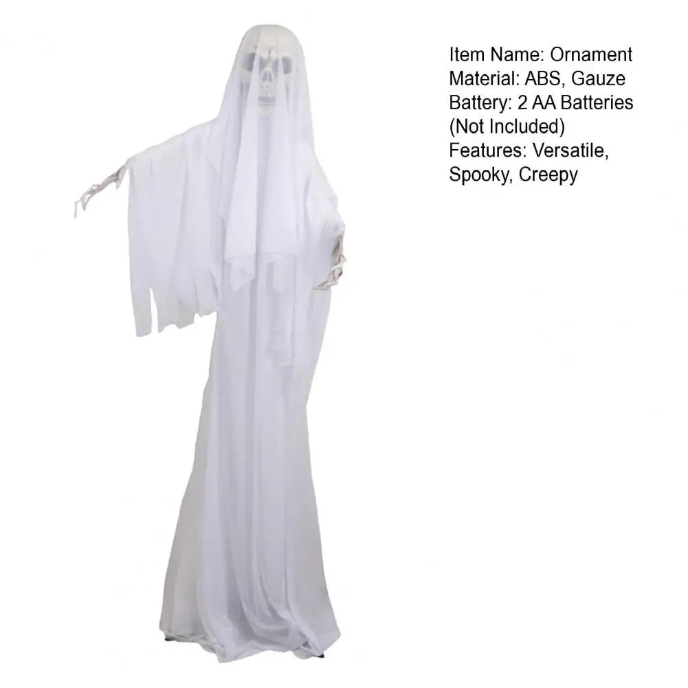 Life Size Animatronic Bride Decoration Halloween Ghost Bride Ornament with Sound Battery Operated Skeleton for Haunted House