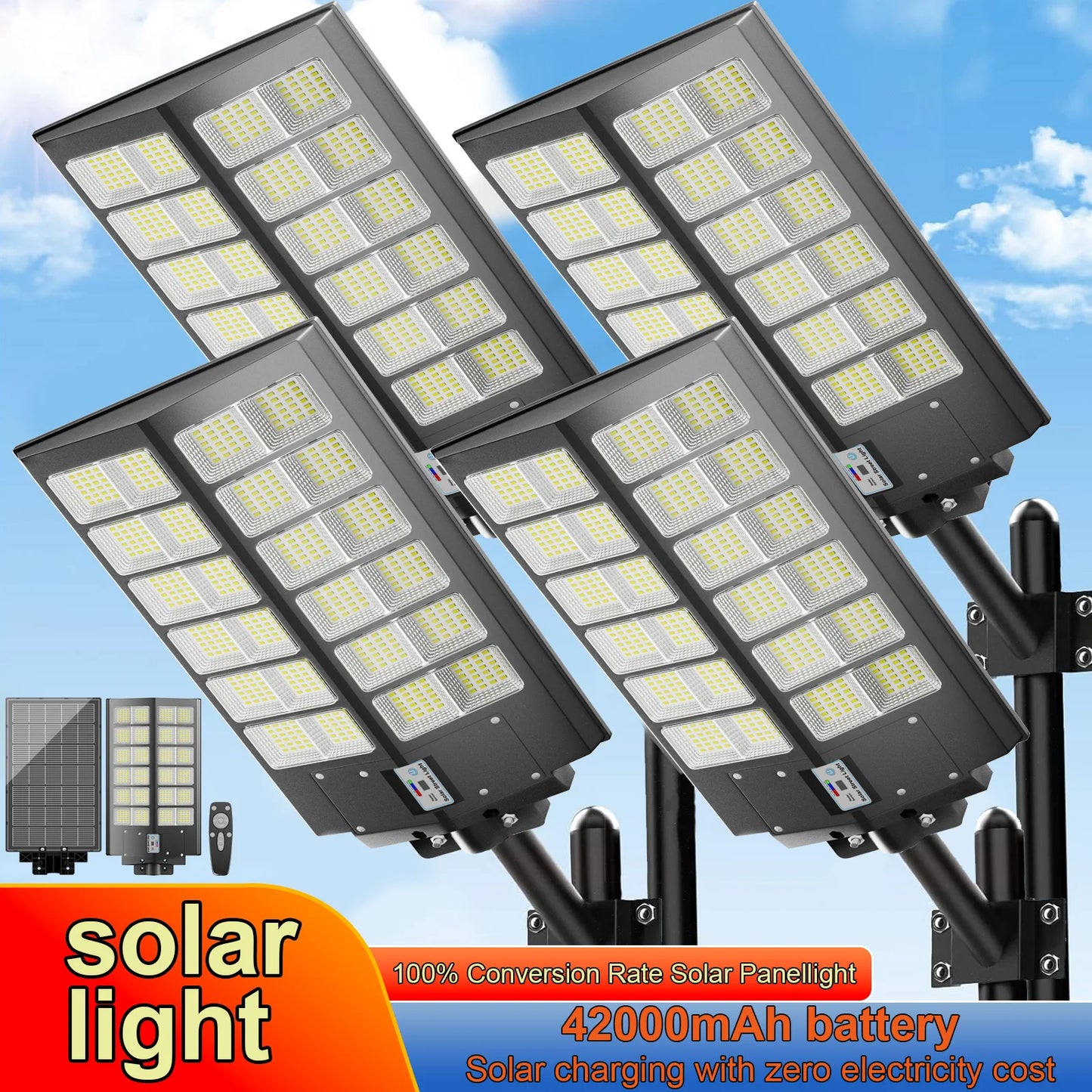 4 Pack Outdoor Solar Street Lights Automatic Sensor IP65 Waterproof Garden