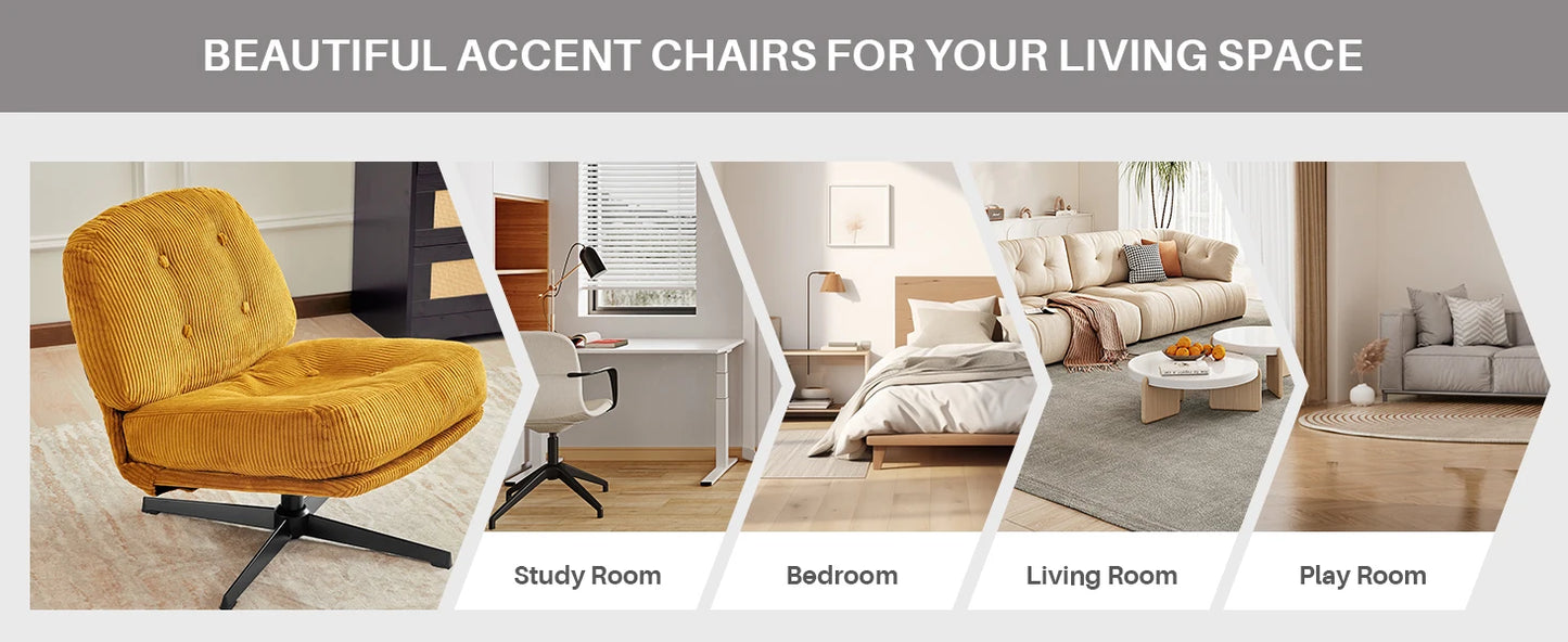 Redlife Foldable Accent Chair 360 Degree Swivel Tufted Upholstered Living Room