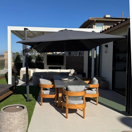 8.2 By 11.5 Feet Rectangular Left Tilt Cantilever Patio Umbrella Aluminum Offset