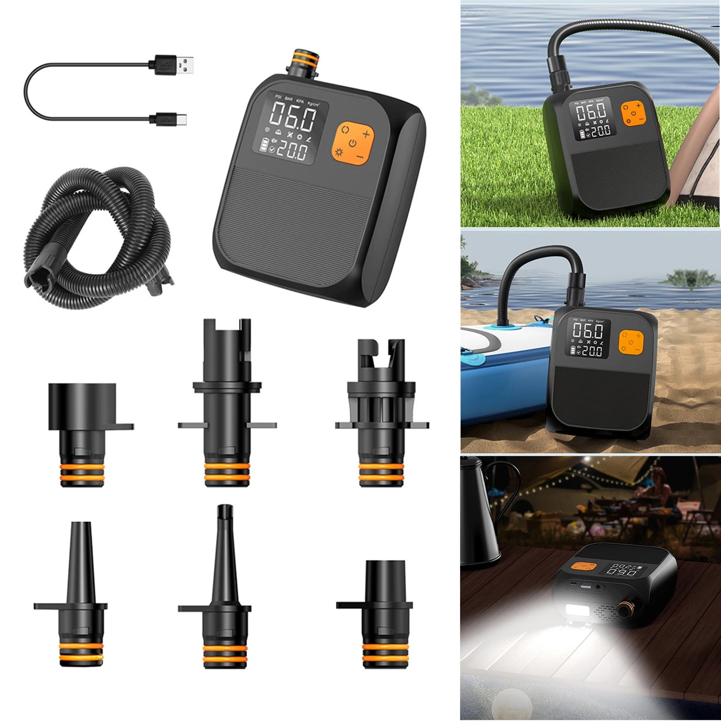 SUP Electric Air Pump 25 PSI Portable Inflatable Stand Up Paddle Board Pump