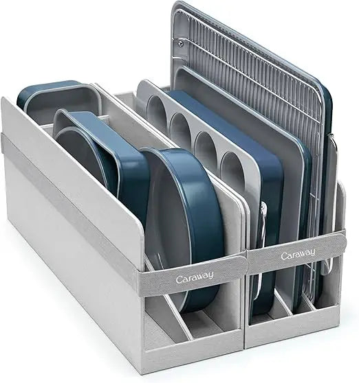 Nonstick Ceramic Bakeware Set 11 Pieces Baking Sheets Assorted Baking Pans Cooling Rack Storage Aluminized Steel Body Non Toxic PTFE PFOA Free Cream