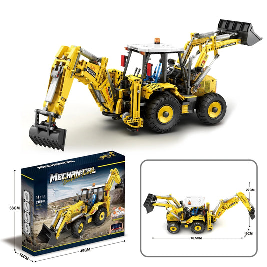 Backhoe Loader Bulldozer Remote Control Building Blocks Set App Control 2466 Pcs