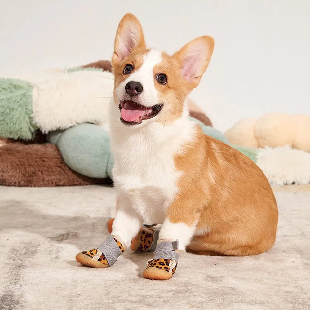 4 Pack Dog Winter Boots For Small Dogs Velvet Anti Slip Waterproof Shoes