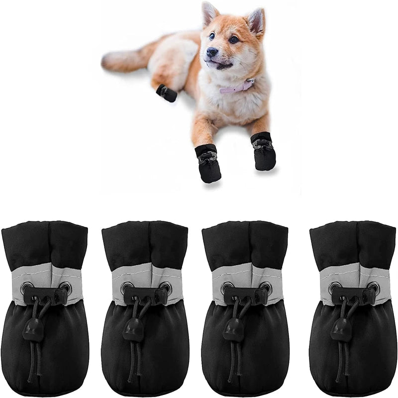 4Pcs Dog Rain Snow Boots Waterproof Anti Slip Thick Warm for Small Pets
