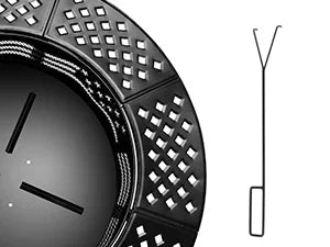 42 Inch Outdoor Fire Pit With Grills Wood Burning Large Round Heavy Duty Metal