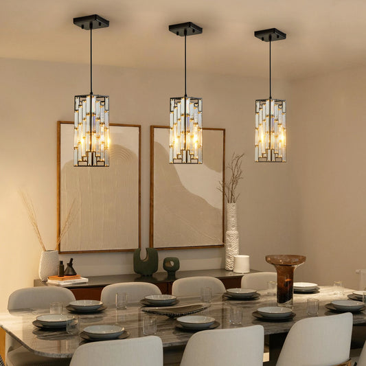 Arlgsit Modern Luxury Crystal Pendant Light 3 Pack Adjustable Hanging Ceiling Lamp Black Finish