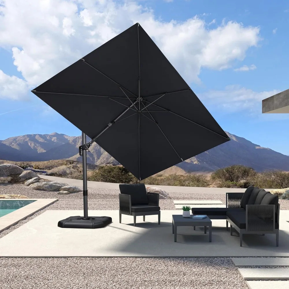 8.2 By 11.5 Feet Rectangular Left Tilt Cantilever Patio Umbrella Aluminum Offset