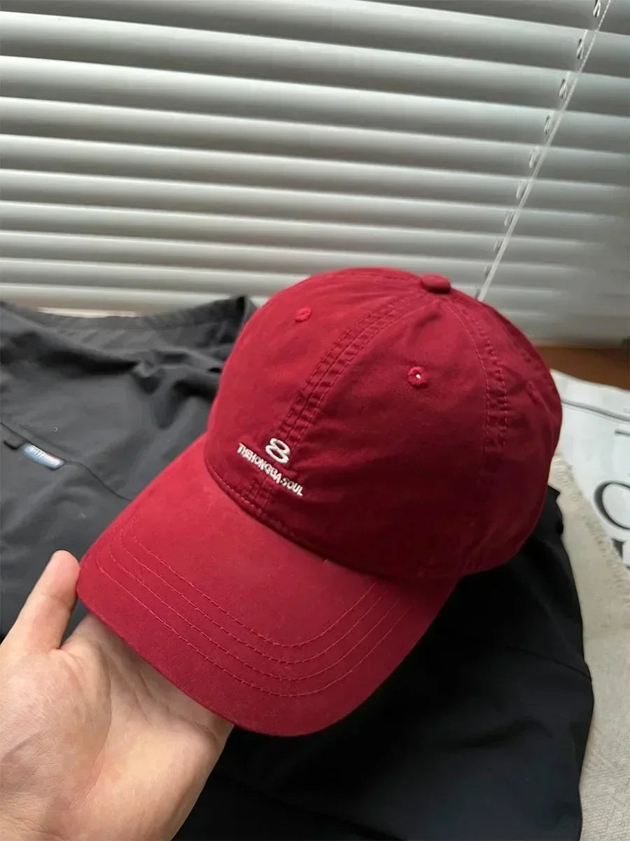 American Street Style Letter Embroidered Baseball Cap Unisex Washed Cotton Hat