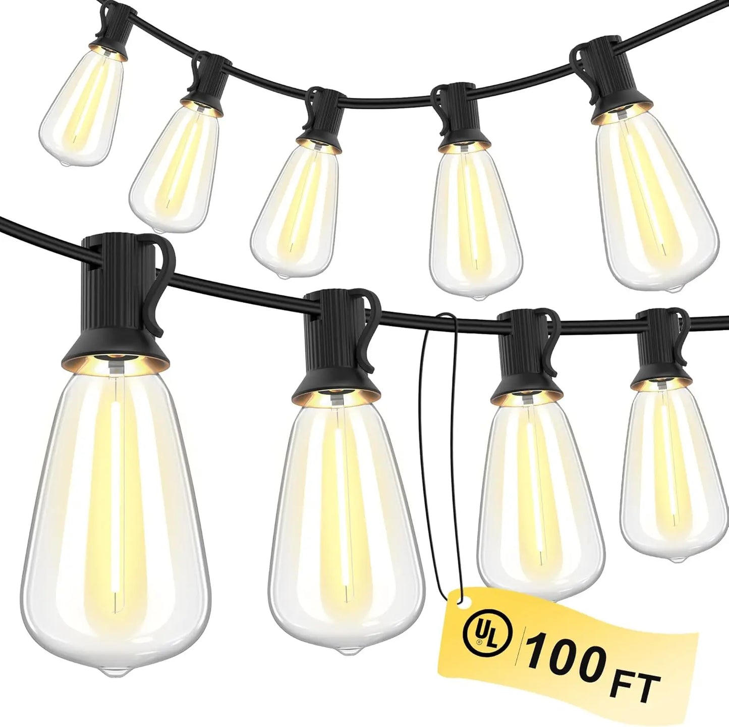 150Ft Led Outdoor String Lights Waterproof Patio Dimmable Replaceable ST38 Bulbs