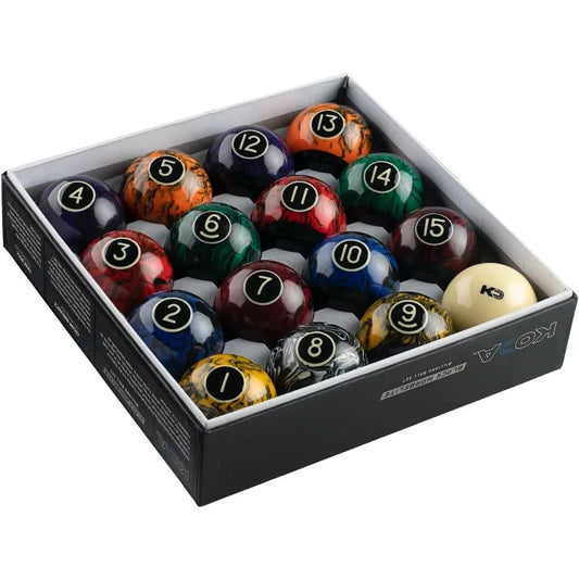 Koda Sports Black Marble Swirl 16 Ball Billiards Pool Set