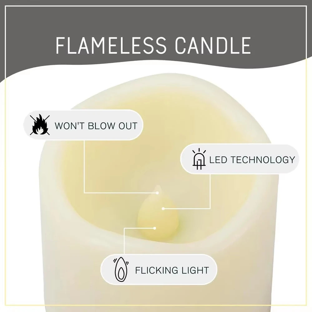 USB Rechargeable Flickering Paraffin Pillar Candle With Remote