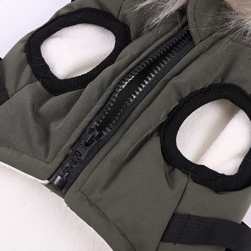 Winter Dog Coat With Harness Waterproof Hooded Jacket For Small Medium Dogs
