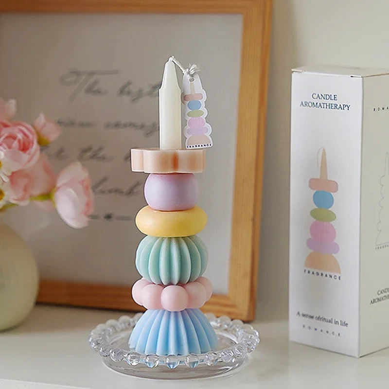 Stackable Geometry Scented Soy Wax Candles For Weddings Parties Home Decor Gifts