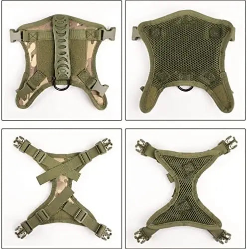 Tactical Dog Harness Small Dogs Military Adjustable Vest Leash Set Black Camo