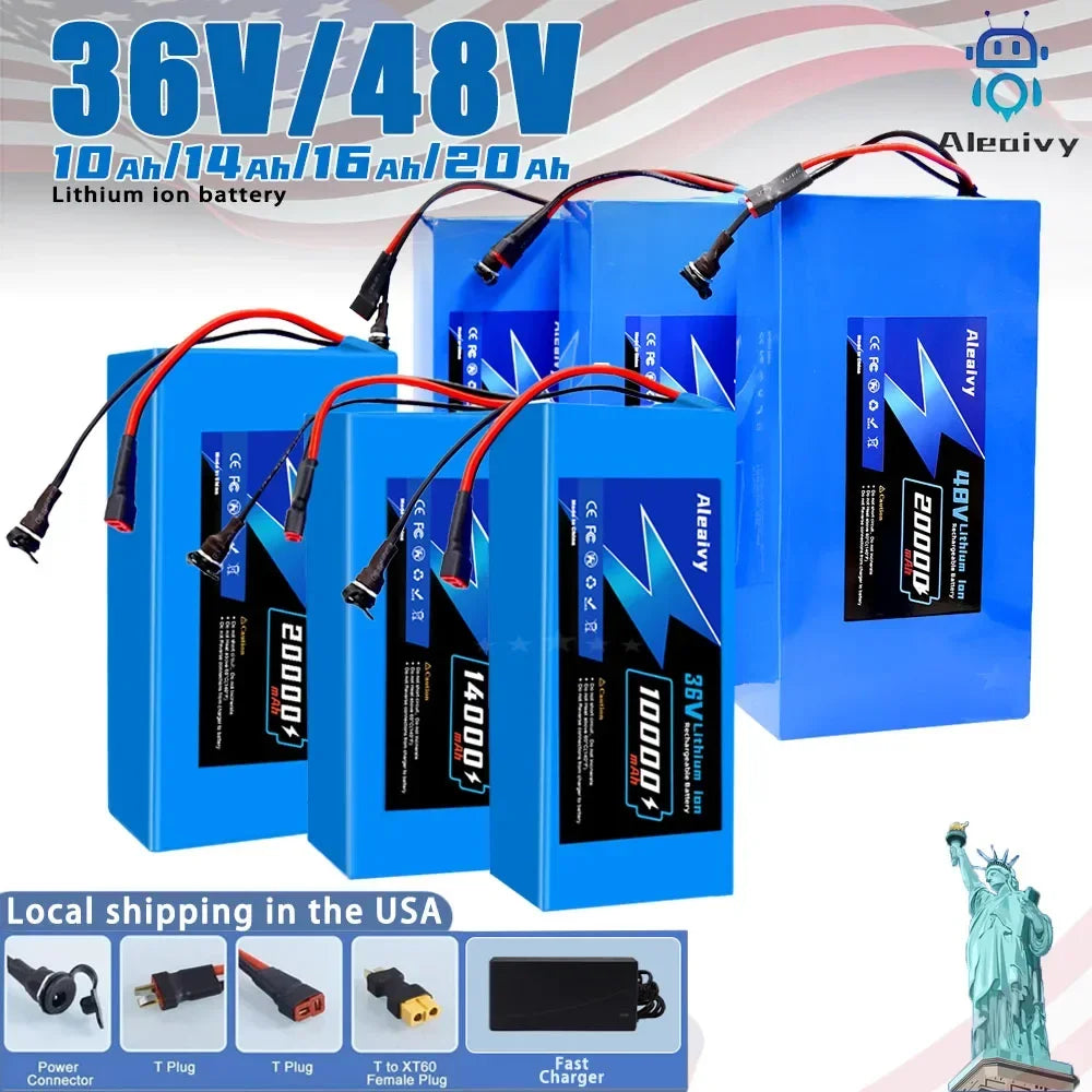 Aleaivy 36V 48V Electric Bike Battery Pack 10 16 20Ah LiIon