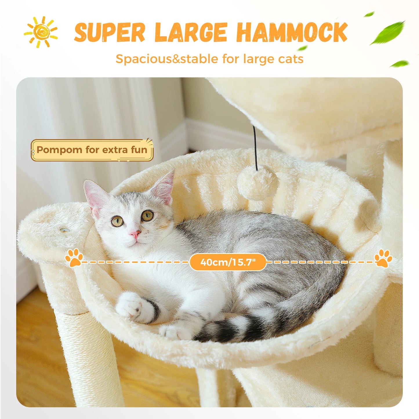 Large Indoor Cat Tree With Multi Level Tower Spacious Condos And Scratching Pad