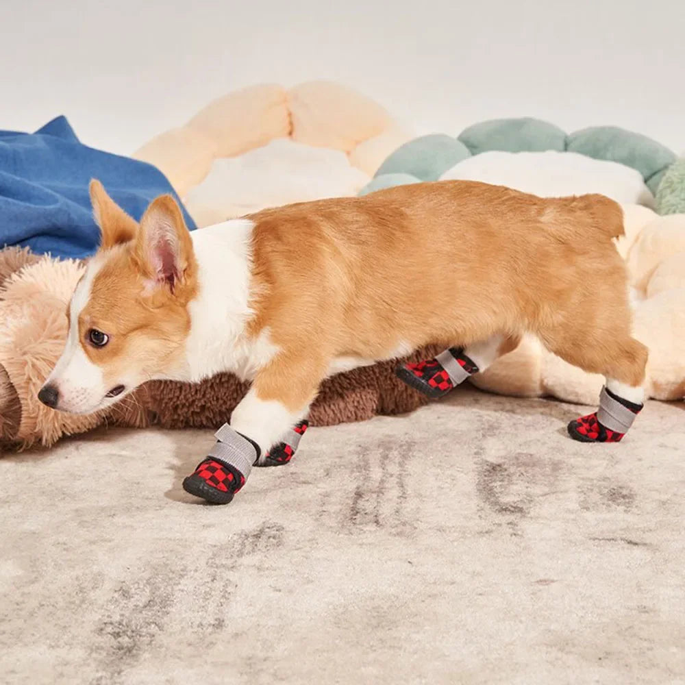 4 Pack Dog Winter Boots For Small Dogs Velvet Anti Slip Waterproof Shoes