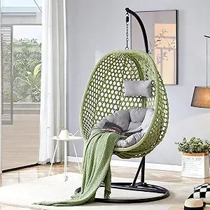 Standing Vine Hanging Egg Swing Chair Foldable Basket Indoor Outdoor Cushion and Pillow Relaxation Swing Chair