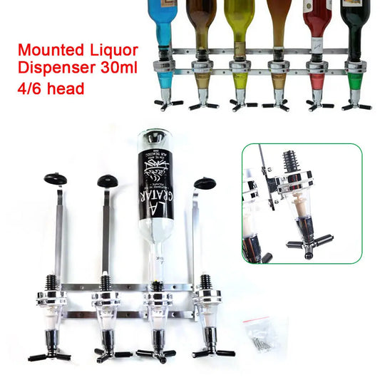 Six Bottle Wall Mounted Liquor Dispenser For Bar Wine Home
