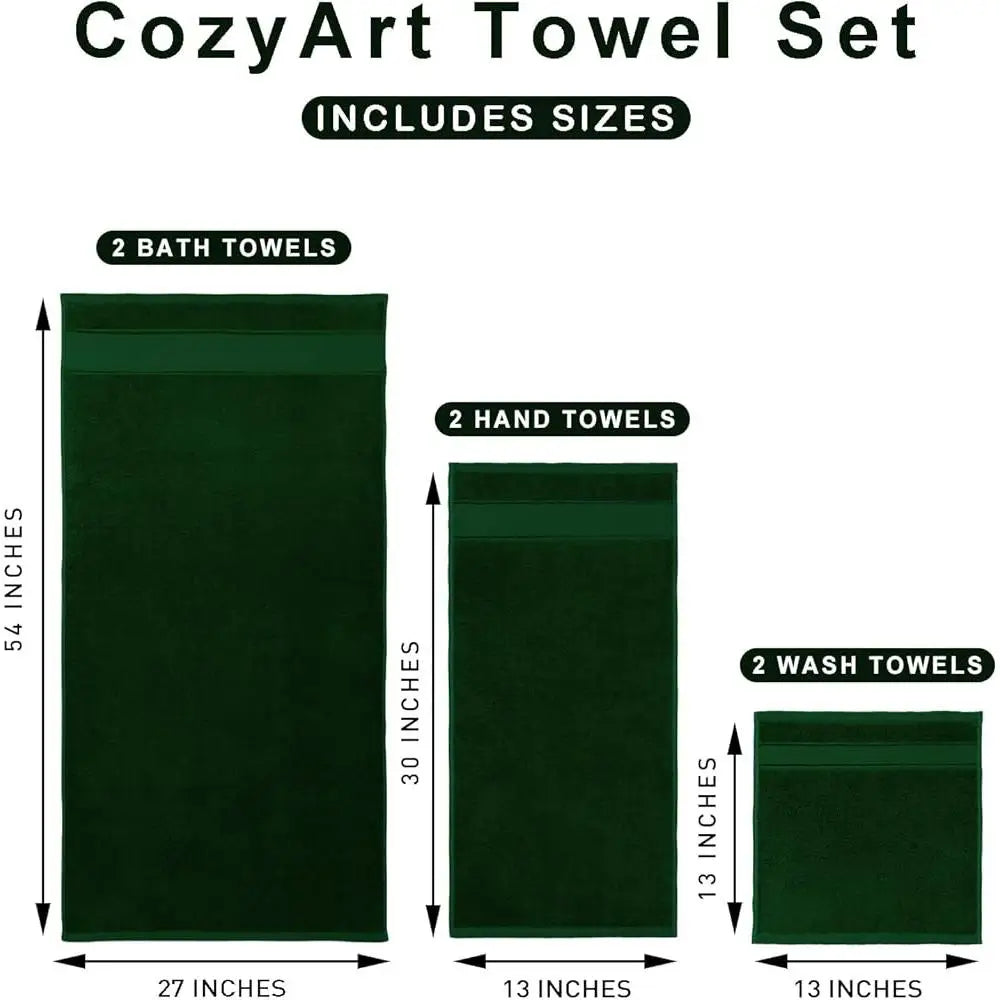 Luxury Turkish Cotton Towel Set 6 Piece Quick Dry Towels