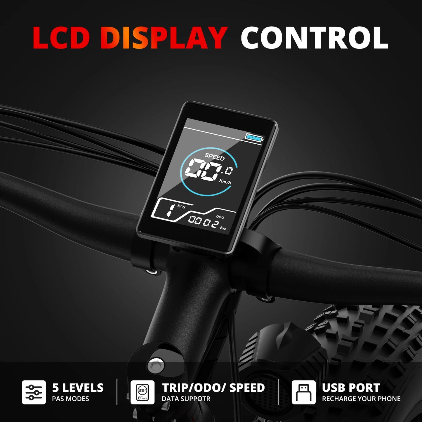 AMYET EB26 Electric Bike 1500W 48V 15Ah 26 Inch Fat Tire Mountain Bike 31 Mph