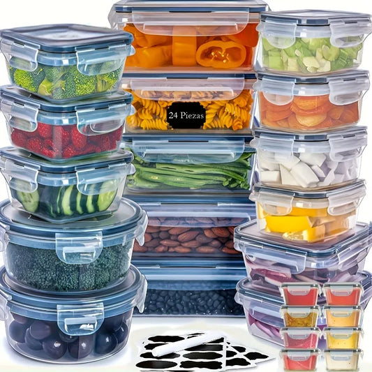 BPA Free 24 Piece Food Storage Set With Airtight Containers Lids And Labels