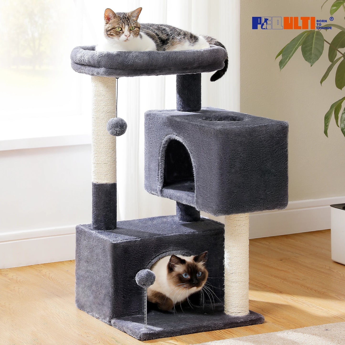 Large Indoor Cat Tree With Multi Level Tower Spacious Condos And Scratching Pad