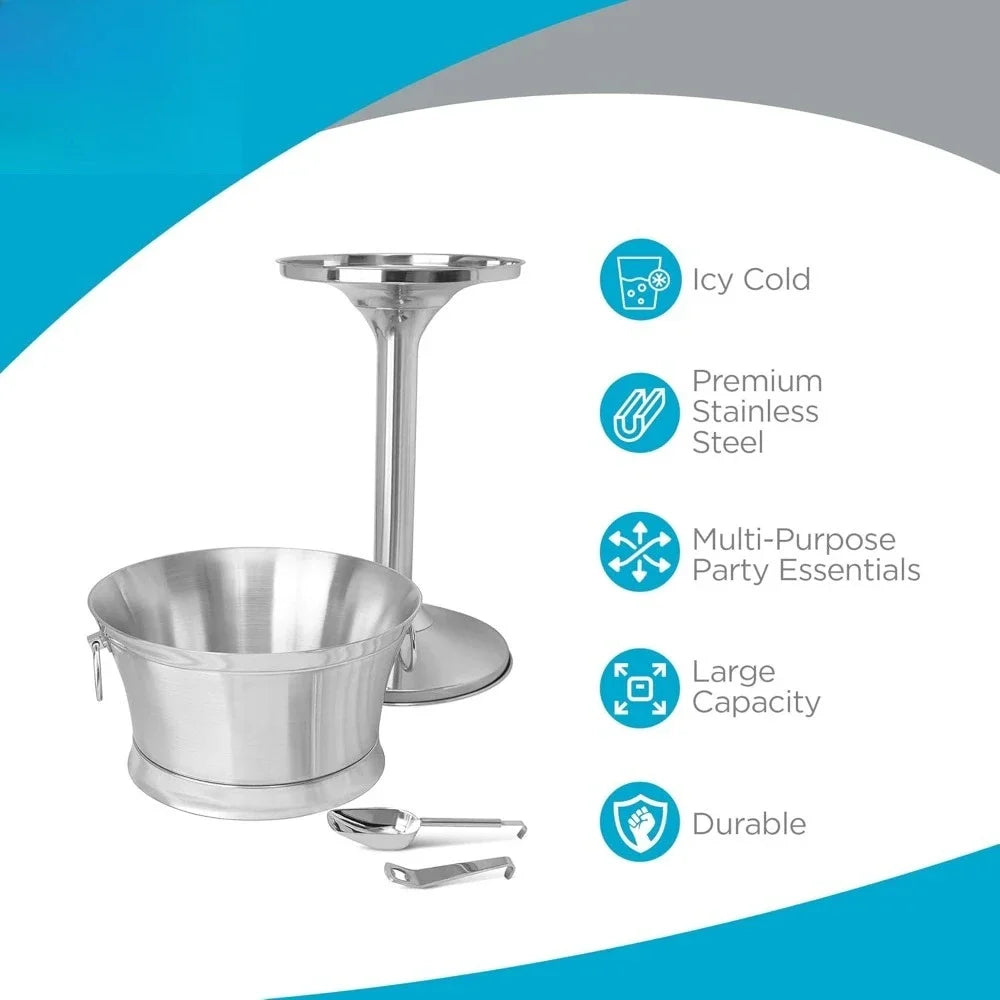 Stainless Steel Beverage Tub With Stand And Bottle Opener