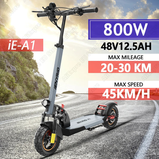 Electric Scooter 800W Peak Power 48V 12.5AH Battery City Transportation 10 Inch All Terrain Tire Foldable E Scooter
