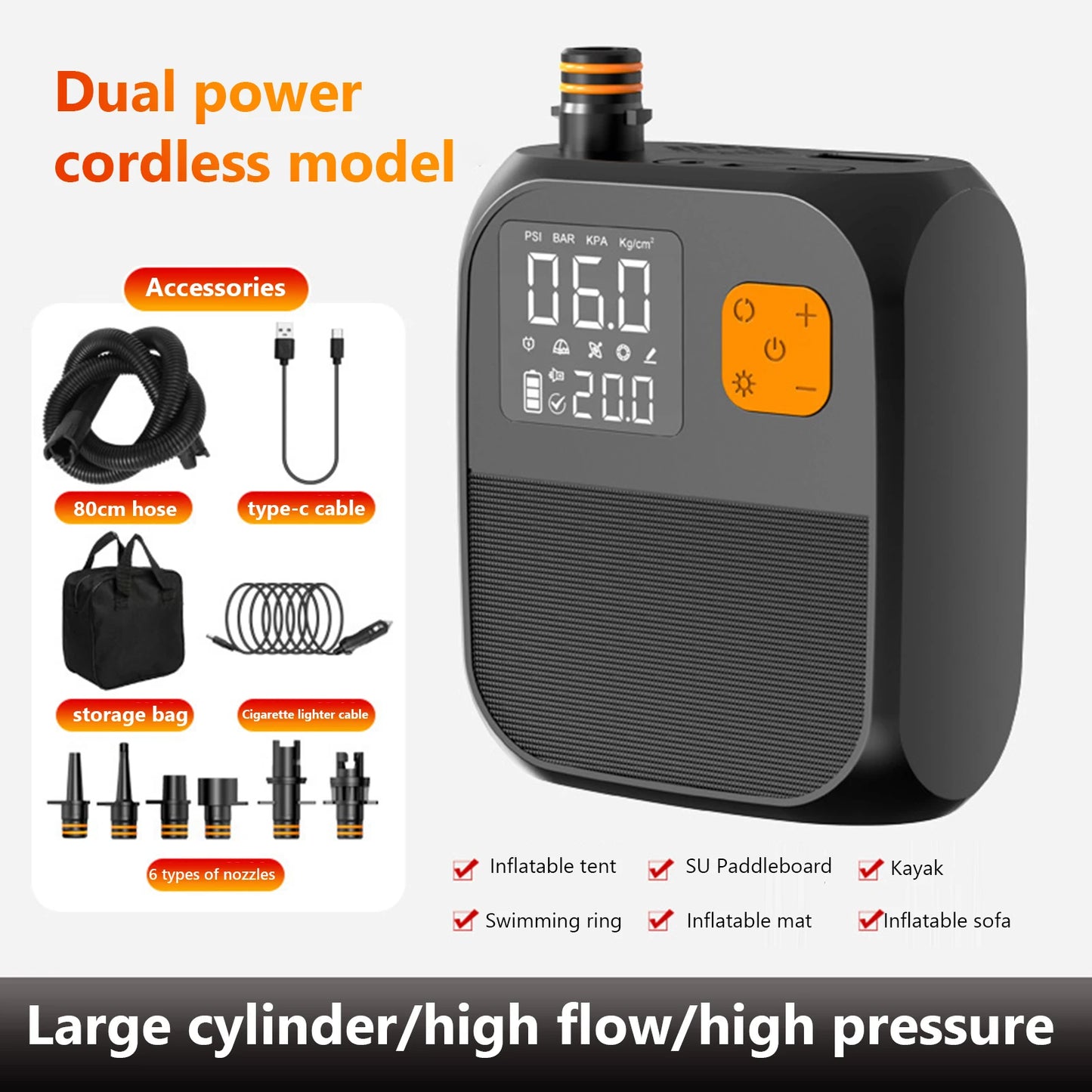 SUP Electric Air Pump 25 PSI Portable Inflatable Stand Up Paddle Board Pump
