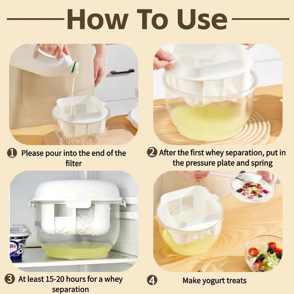 3L Greek Yogurt Strainer Mesh Heavy Duty Whey Separator