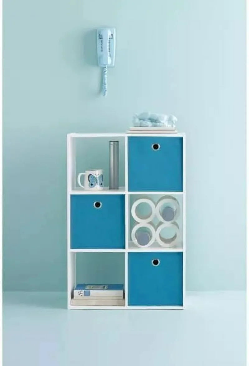 11 Inch 6 Cube Organizer Shelf Bookcase White Wood Storage