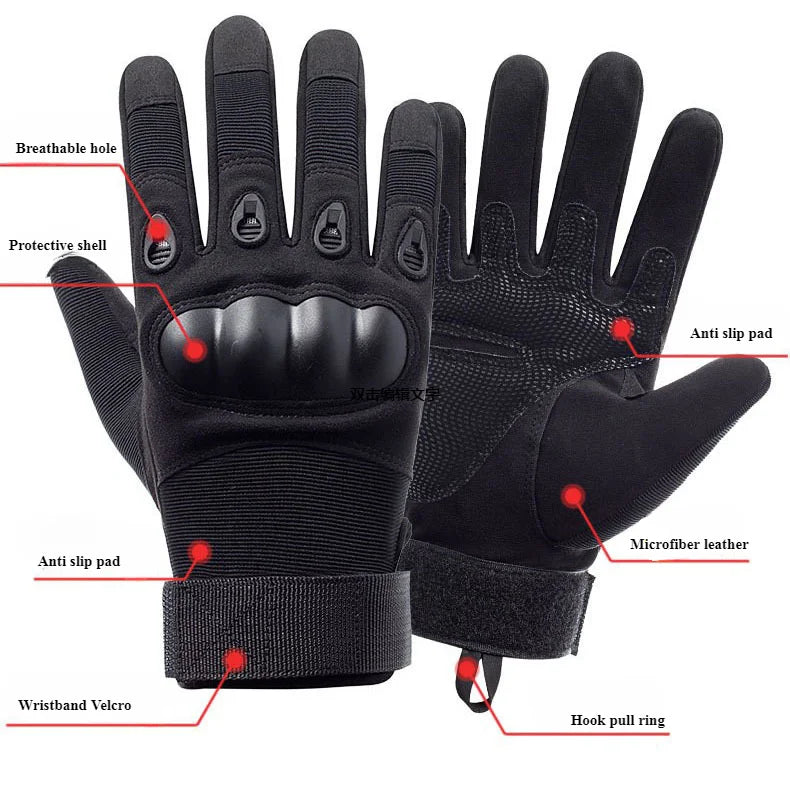 Unisex Motorcycle Gloves Tactical Shooting Knuckle Protection Full Finger