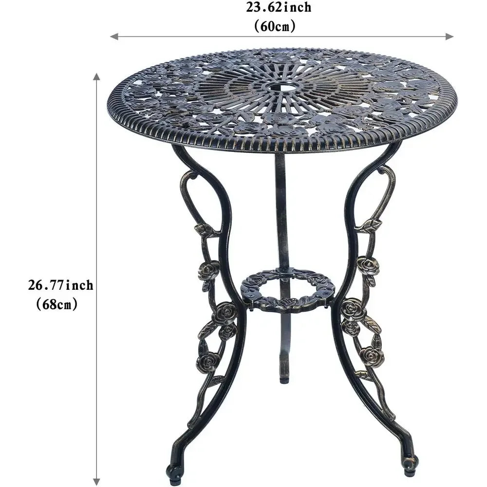 3-Piece Outdoor Bistro Set, Rust-Resistant Metal Patio Table, Vintage Copper Finish