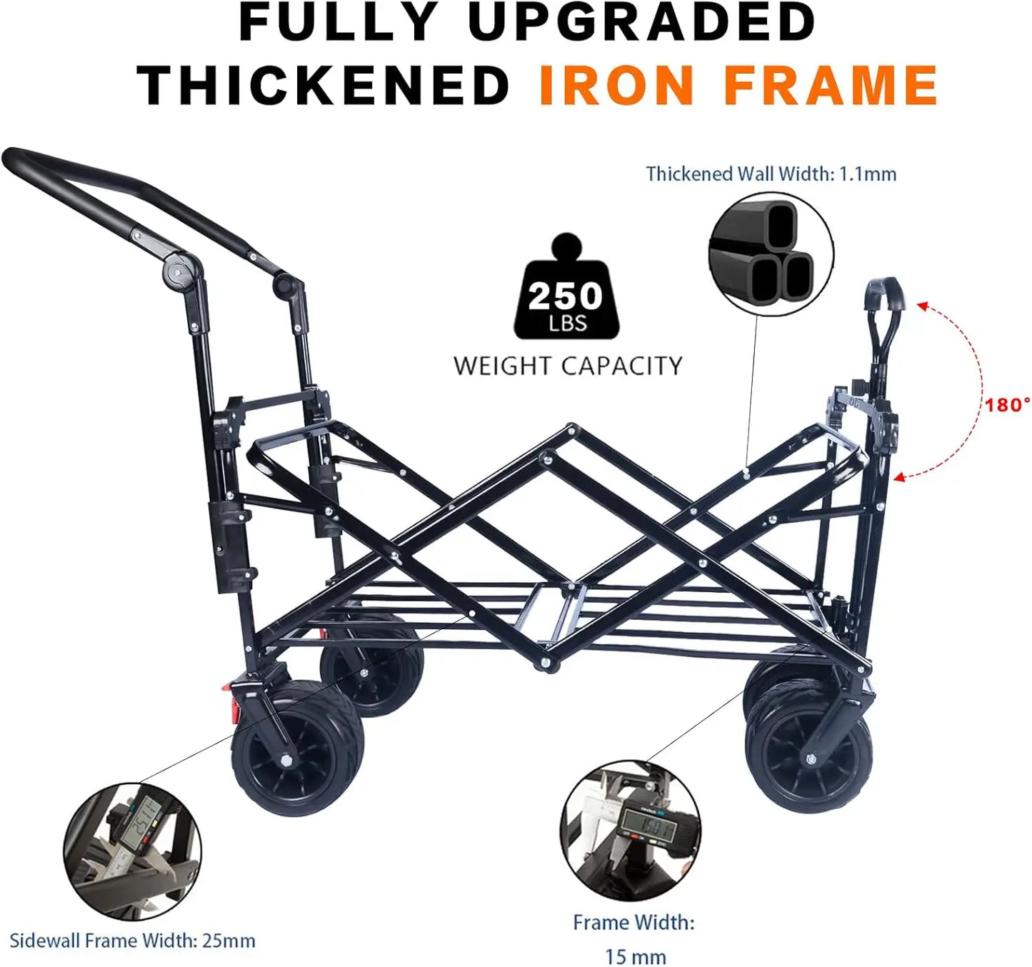 Collapsible Heavy Duty Folding Wagon All Terrain Wheels Canopy And Cooler Bag