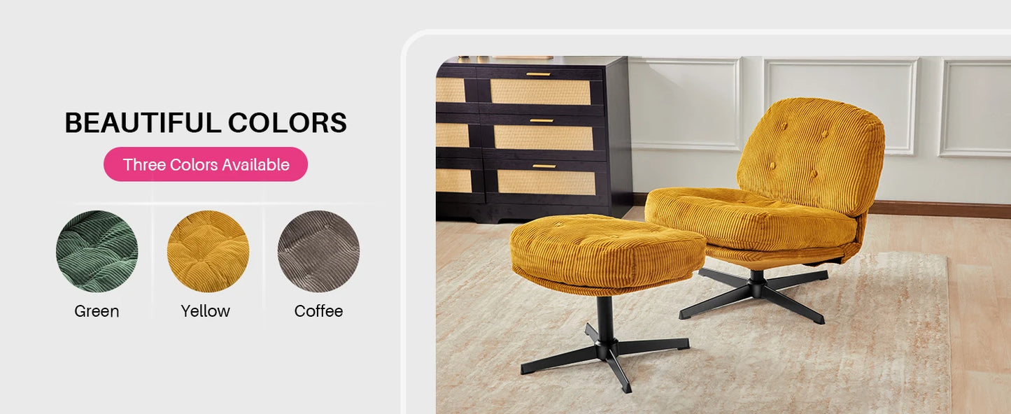 Redlife Foldable Accent Chair 360 Degree Swivel Tufted Upholstered Living Room