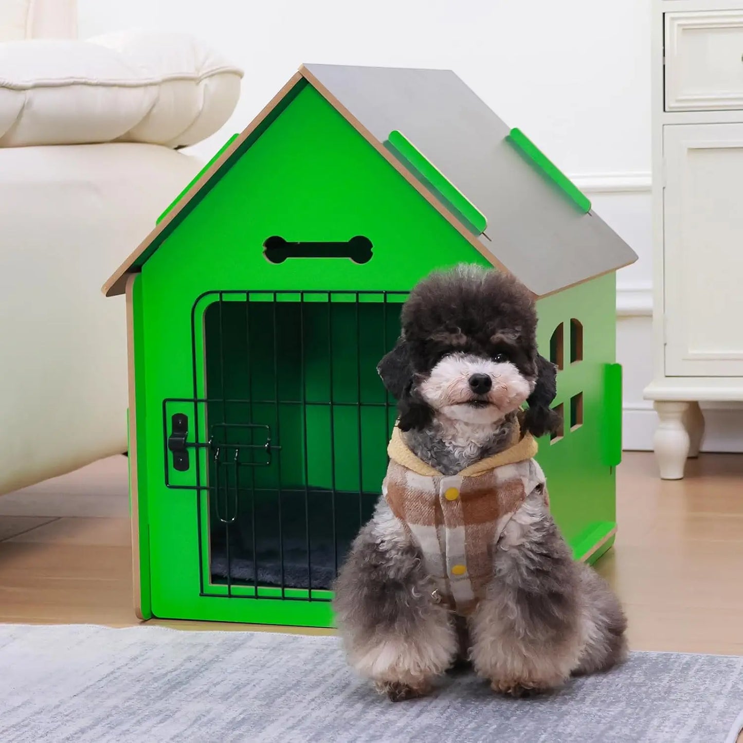 Cozy Wooden Indoor Dog House For Small Pets With Air Vents