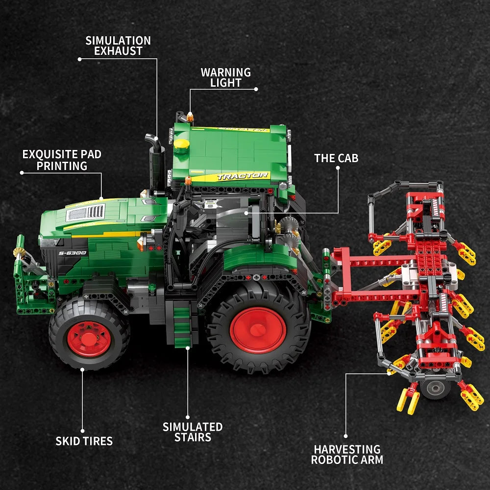 Farm Tractor Building Blocks Set 1828 Pieces Remote Control Toy Ages 14 And Up
