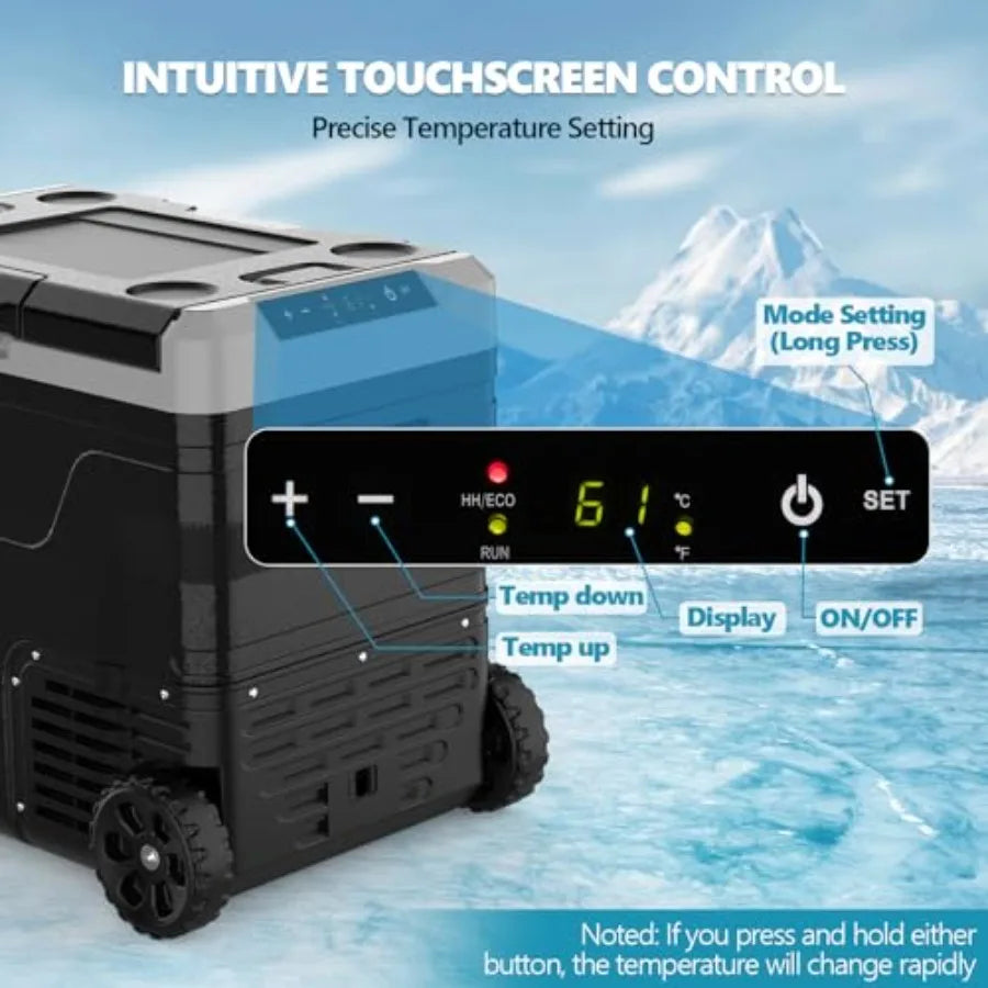 12V Car Refrigerator 53 Quart 50L Dual Zone Portable Fridge 12V 24V DC