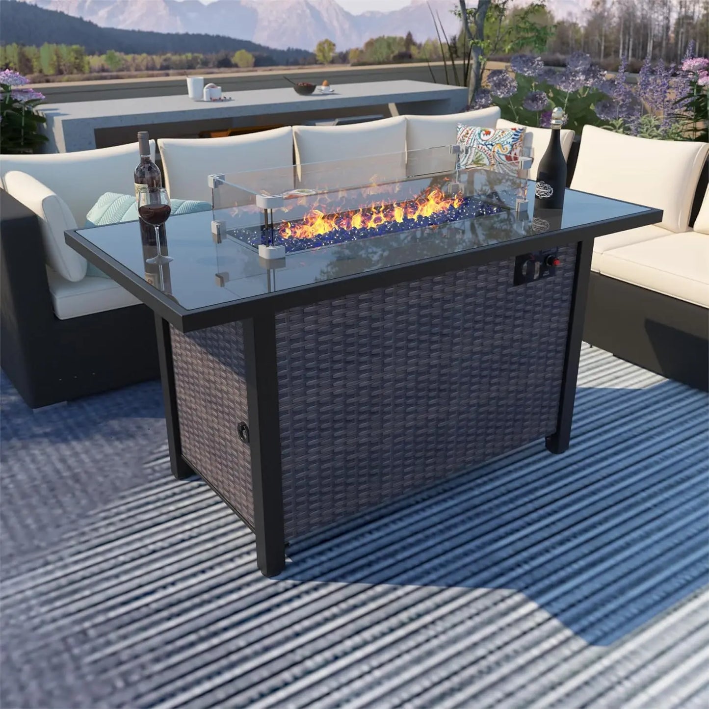43 Inch Propane Fire Pits Outdoor Table With Auto Ignition