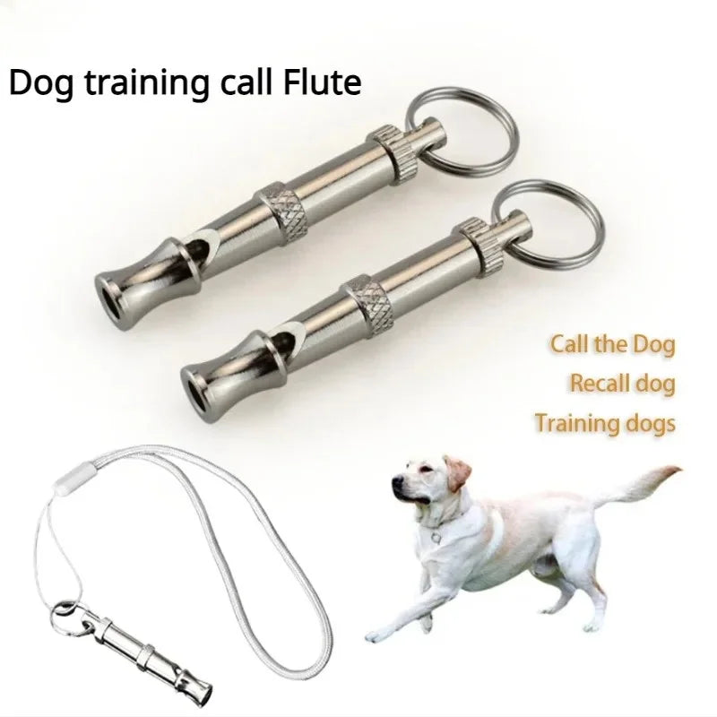 Stainless Steel Ultrasonic Dog Training Whistle Silent Bark Control Keychain