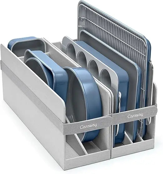 Nonstick Ceramic Bakeware Set 11 Pieces Baking Sheets Assorted Baking Pans Cooling Rack and Storage Aluminized Steel Body Non Toxic PTFE and PFOA Free Cream