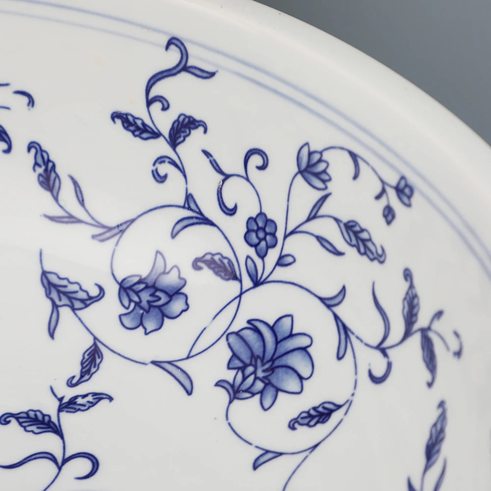 Hand Painted Ceramic Round Bathroom Basin Sink With Faucet