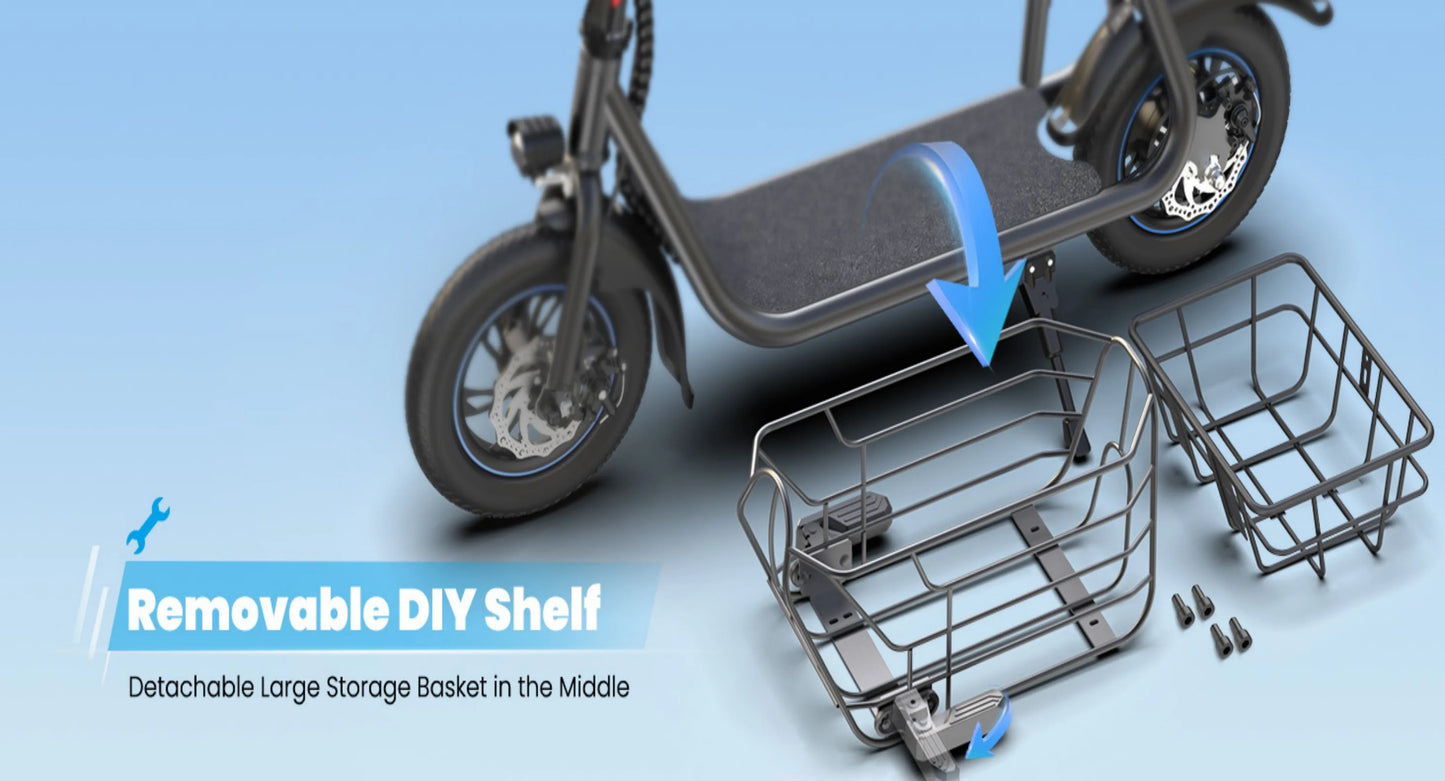 Gyroor Electric Scooter With Pet Basket 3 Riding Modes Foldable For Adults